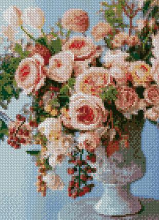 Алмазная мозаика Букет розовых роз 30х40 см HX150