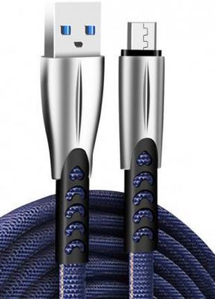 Дата кабель USB 2.0 AM to Micro 5P 1.0m zinc alloy blue ColorW...