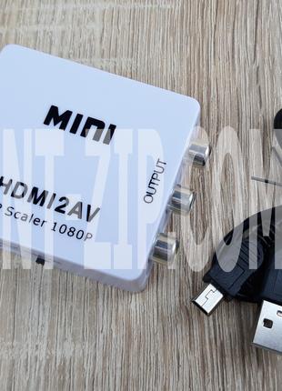 Перехідник hdmi на тюльпан (AV) MINI HDMI2AV конвертер відеоси...