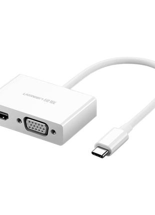 Адаптер переходник Ugreen USB Type-C to HDMI VGA White (MM123)