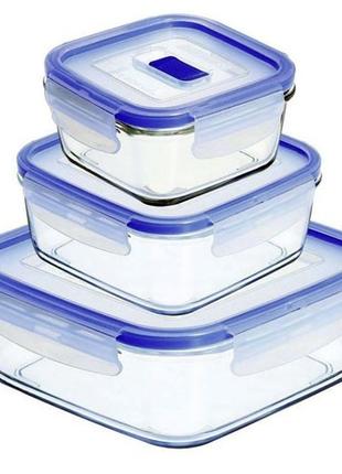Набор контейнеров Pure Box Active прямоугольных с голубой крыш...