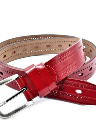 Женский кожаный ремень Weatro пояс красный 110-115 см (DRM_295...