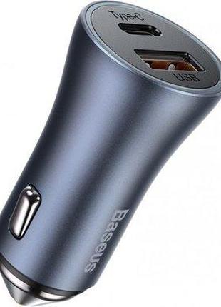 Зарядное устройство Baseus Car Charger USB+USB-C Golden Contac...
