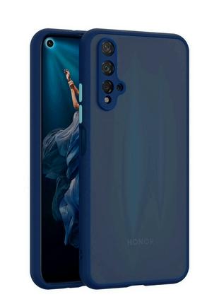 Противоударный чехол бампер для Huawei Nova 5T синий матовый