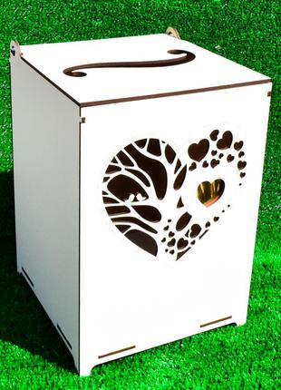 Весільний банк для грошей дерево серце 22 см дерев'яна коробка...
