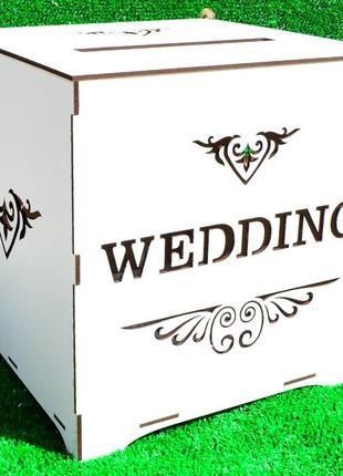 Свадебный банк для денег wedding 23х22 см деревянная коробка с...