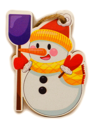 Ёлочная игрушка снеговик деревянная новогодняя елочная игрушка...