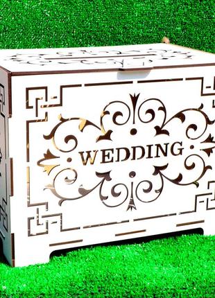Свадебный банк для денег wedding узоры 29 см деревянная коробк...