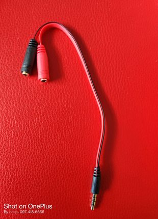 Разветвитель AUX 3.5 мм на 2 входа (20 см) for mic 4 pin