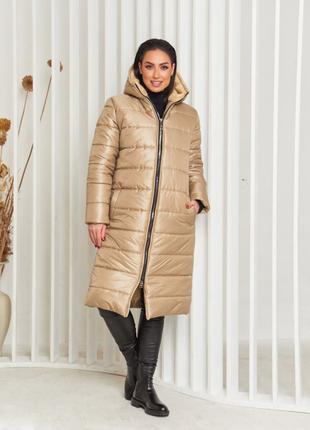 Женское пальто зимнее Laura Kim бежевый цвет размер 50/52 SET9...