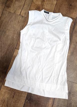 Кофта блуза белая біла футболка женская xs s безрукавка
