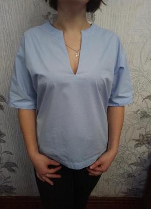 Блуза рубашка  в полоску с коротким рукавом