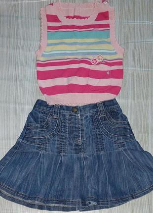 Комплект жилетка + джинсова спідниця для дівчинки 2 років