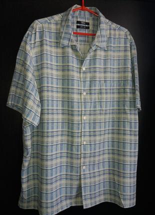 Шелк мужская рубашка с коротким рукавом бренда marks&spencer p.xl