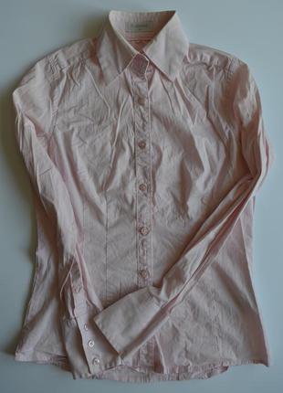 Базовая розовая рубашка блуза приталенная