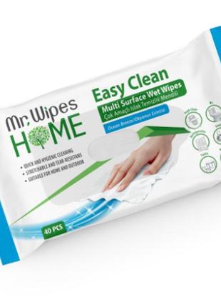 Вологі серветки для прибирання mr. wipes «бриз океану», 40 шт