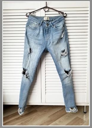 Джинсы скинни высокая посадка рваные джинсы летние высокая тал...