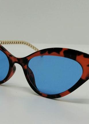 Gucci очки лисички женские солнцезащитные тигровые линзы голубые