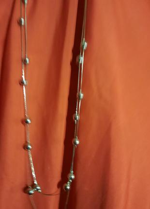 Бусы колье ожерелье двух ярусное серебристый металл