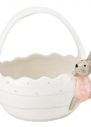 Керамічний кошик з кроликом великодній велікодній