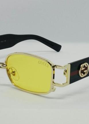 Gucci модные узкие солнцезащитные очки унисекс жёлтые в золото...