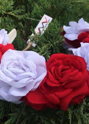 Ободок «Красные и белые розы»