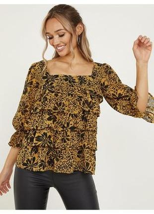 Шикарная блузка с воланами и объемными рукавами/блуза/кофточка