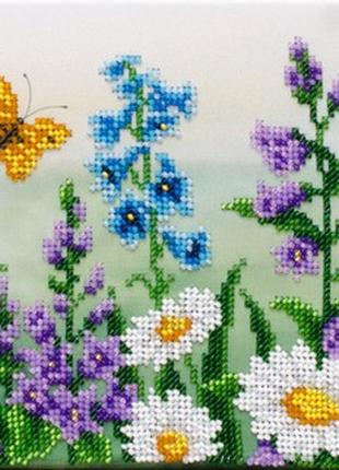 Набор для вышивки бисером " Полевые цветы " ромашка бабочка лу...