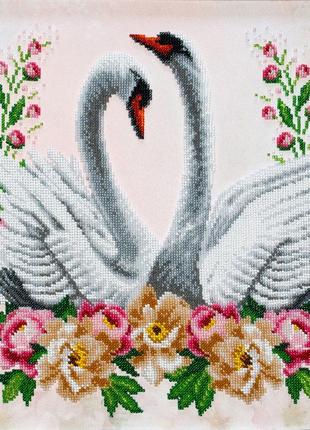 Набор для вышивки бисером "Влюбленная пара лебедей" верность, ...