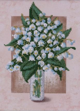 Набор для вышивки бисером "Ландыши" цветы декор букет сад ваза...