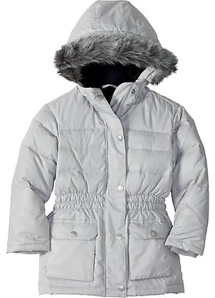 Куртка серая удлиненная зимняя пуховая hanna andersson