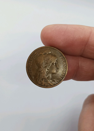 Монета 5 сентим Франция 1912