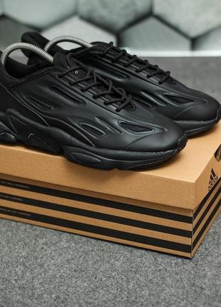 Шкіряні, чоловічі кросівки adidas ozweego celox black