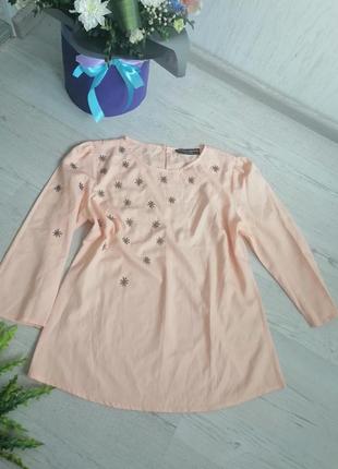 🇺🇦 блузка персикового кольору із вишивкою бісером