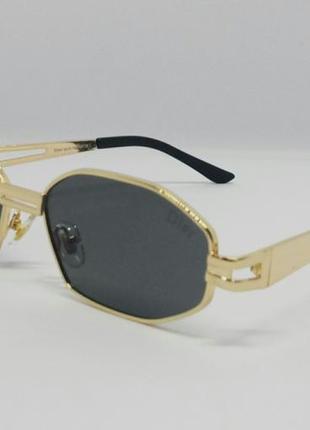 Christian dior очки унисекс солнцезащитные узкие черные в золо...
