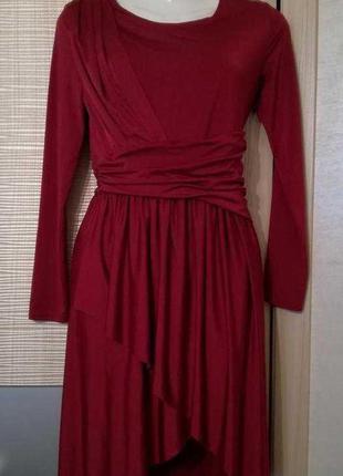 Sale! марсала платье с воланами,ассиметрия по фигуре topshop