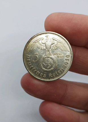 Монета 5 рейхсмарок 1936 серебро