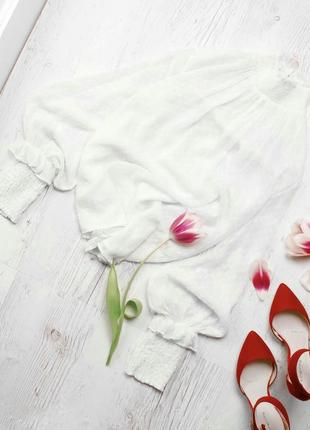 Ніжна біла модна стильна блузка zara блуза з воланами s