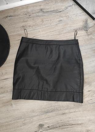 Женская чёрная кожаная мини юбка dorothy perkins