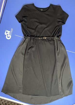 Чёрное платье трикотаж+шёлк  cos оригинал.