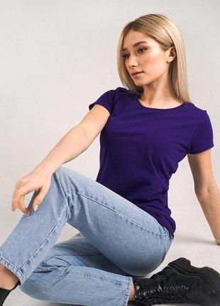 Базова темно-синя жіноча футболка 100% бавовна (25 кольорів)