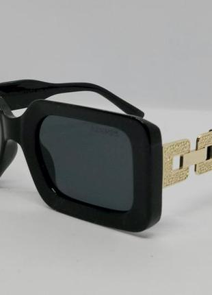 Hermes очки женские солнцезащитные чёрные с градиентом с золот...