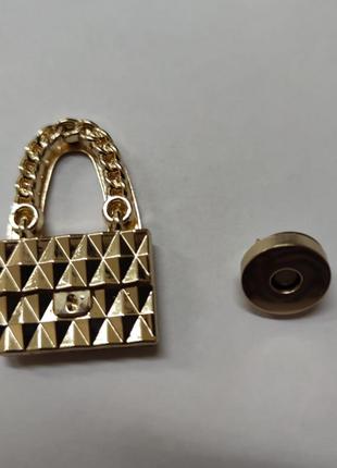 Застібка для сумки магнітний на сумки золотий