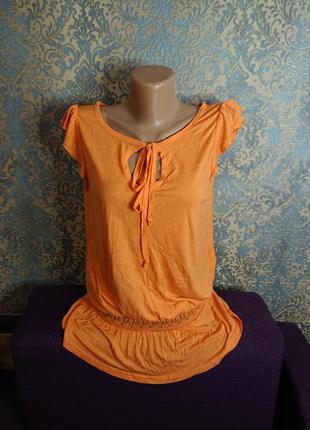 Красивая удлиненная блуза блузка блузочка туника цвет тыквы ра...
