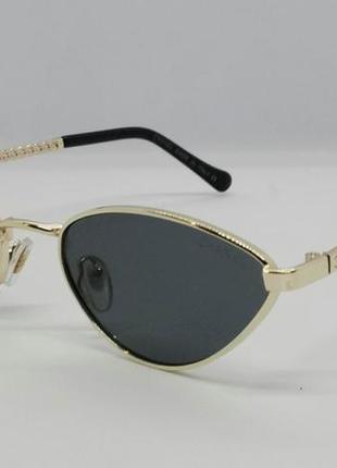 Chanel модные узкие лисички очки солнцезащитные женские чёрные...