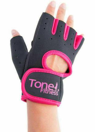 Перчатки спортивные для зала tone fitness black & pink fitness...