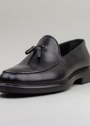 Лофери leandro gusto чорні чоловічі туфлі з натуральної шкіри