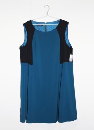 Платье без рукавов синего цвета с черными вставками nine west