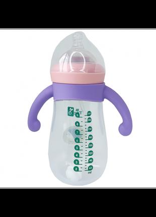 Бутылочка "Ёжик" с силиконовыми ручками фиолетовая, 260 мл