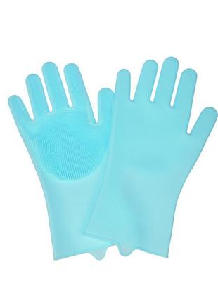 Силіконові рукавички для миття посуду, бірюзовий